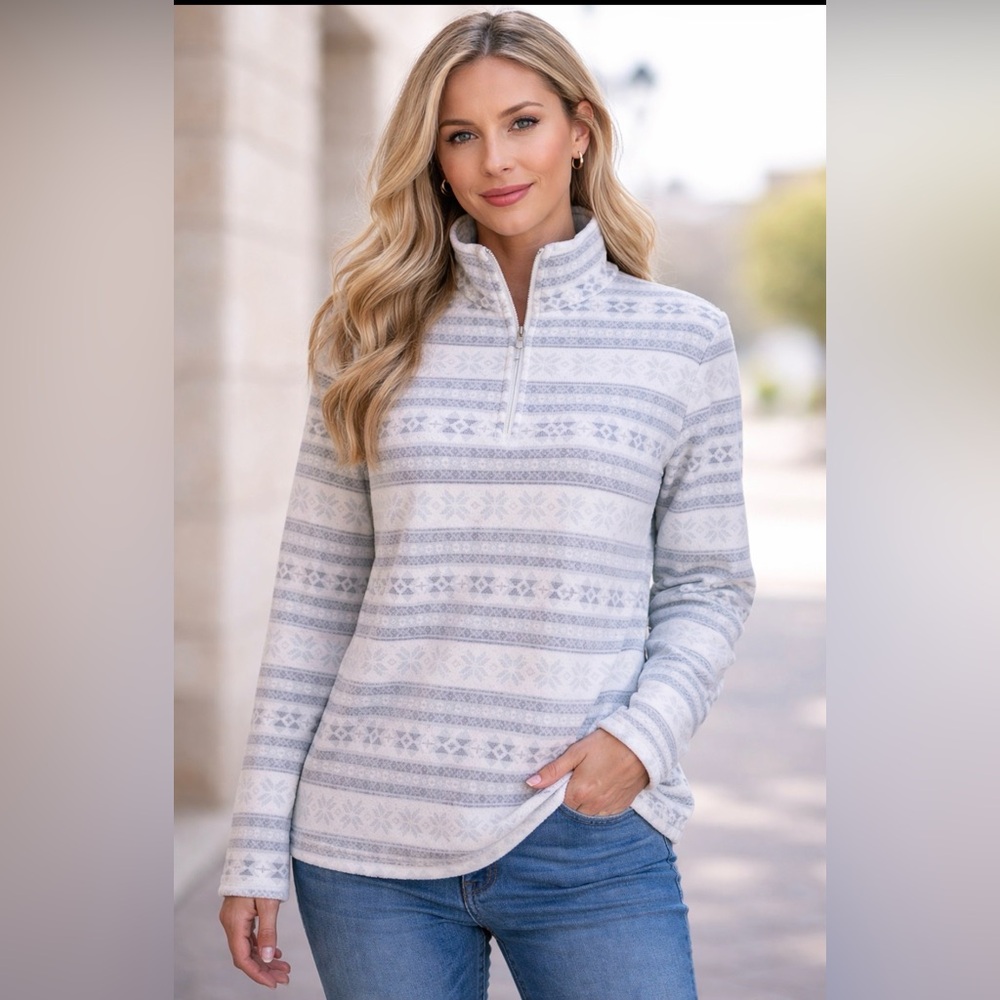 Lands End Long Sleeve Fleece 1/4 Zip Pullover Size Medium 10/12